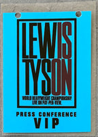 TYSON, MIKE-LENNOX LEWIS VIP PRESS CONFERENCE CREDENTIAL (2002)