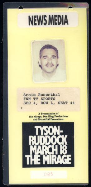 TYSON, MIKE-RAZOR RUDDOCK I NEWS MEDIA CREDENTIAL (1991)