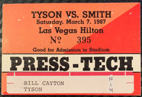 TYSON, MIKE-JAMES "BONECRUSHER" SMITH PRESS TECH CREDENTIAL (1987-BILL CAYTON-TYSON MANAGER)
