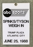 TYSON, MIKE-MICHAEL SPINKS WEIGH IN CREDENTIAL (1988-PSA/DNA NM 7)