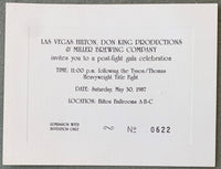 TYSON, MIKE-PINKLON THOMAS POST FIGHT INVITATION TICKET (1987)