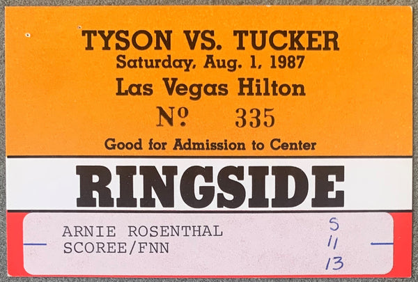 TYSON, MIKE-TONY TUCKER ORIGINAL RINGSIDE CREDENTIAL (1987)