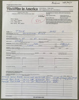 TYSON, MIKE WHO'S WHO IN AMERICA SIGNED APPLICATION (1987-SIGNED BY TYSON AS WORLD HEAVYWEIGHT CHAMPION)