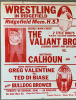 CALHOUN, HAYSTACKS & STEVE TRAVIS VS THE VALIANT BROTHERS ON SITE WRESTLING POSTER (1979)