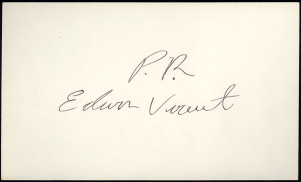 VIRUET, EDWIN INK SIGNED INDEX CARD