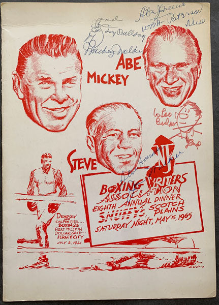 WALKER, MICKEY & STEVE HAMAS SIGNED BOXING WRITERS ASSOCIATION BOOKLET (1965)