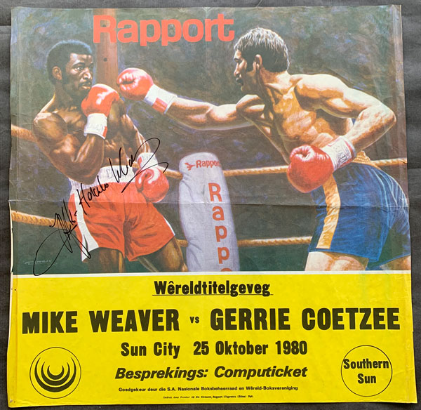 WEAVER, MIKE-GERRIE COETZEE SIGNED ON SITE POSTER (1980-SIGNED BY WEAVER)