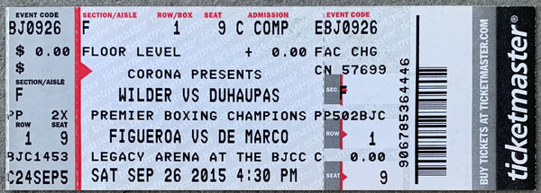 WILDER, DEONTAY-JOHANN DUHAUPAS ON SITE FULL TICKET (2015)