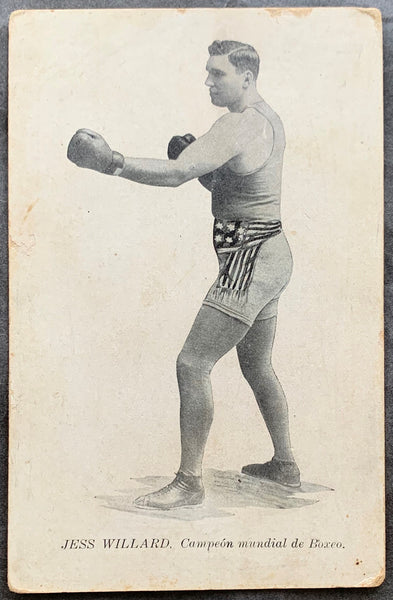 WILLARD, JESS ORIGINAL CUBAN REAL PHOTO POSTCARD (CIRCA 1915-AS WORLD HEAVYWEIGHT CHAMPION)