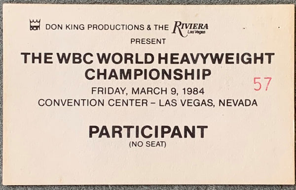 WITHERSPOON, TIM-GREG PAGE PARTICIPANT PASS (1984-WITHERSPOON WINS HEAVYWEIGHT TITLE)