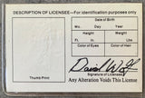 WOLF, DAVE SIGNED BOXING LICENSE (1986-MANAGER OF RAY "BOOM BOOM" MANCINI)