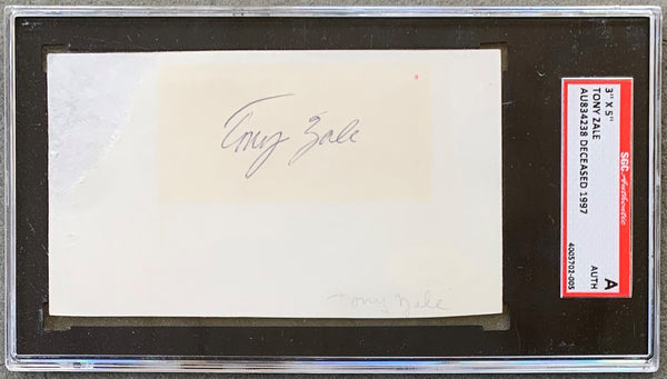 ZALE, TONY SIGNED INDEX CARD (SGC)