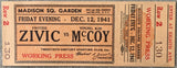 ZIVIC, FRITZIE-YOUNG KID MCCOY ON SITE FULL TICKET (1941)